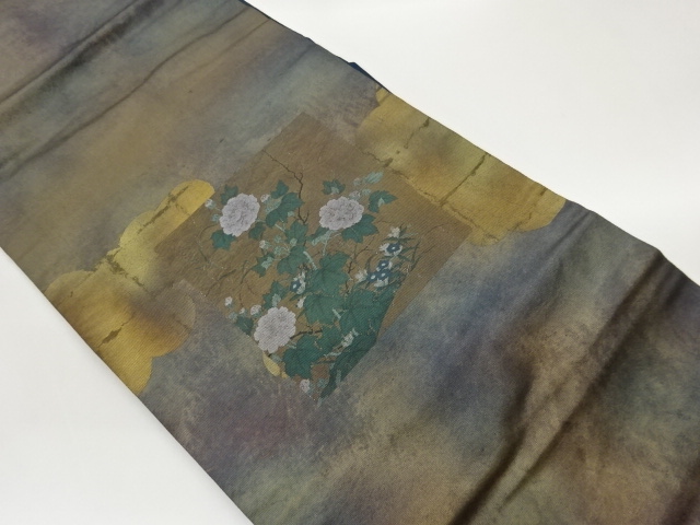 JAPANESE NAGOYA OBI / WOVEN FLORAL PLANTS